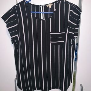 3/$10 Lily White Black w/ Stripes Blouse